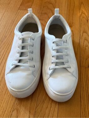 Abeo Jumpstreet Bungee platform sneakers shoe slip-on white leather women 7.5